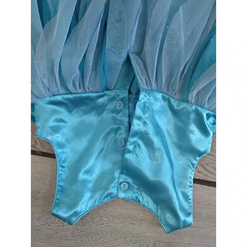 Disney Toddler Girls Aqua Blue Sequin Tulle Princess Dress Up Costume Size 2T